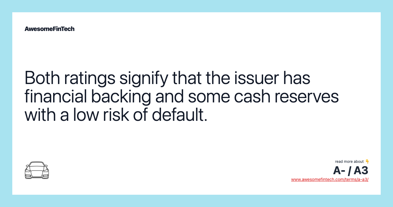 Both ratings signify that the issuer has financial backing and some cash reserves with a low risk of default.
