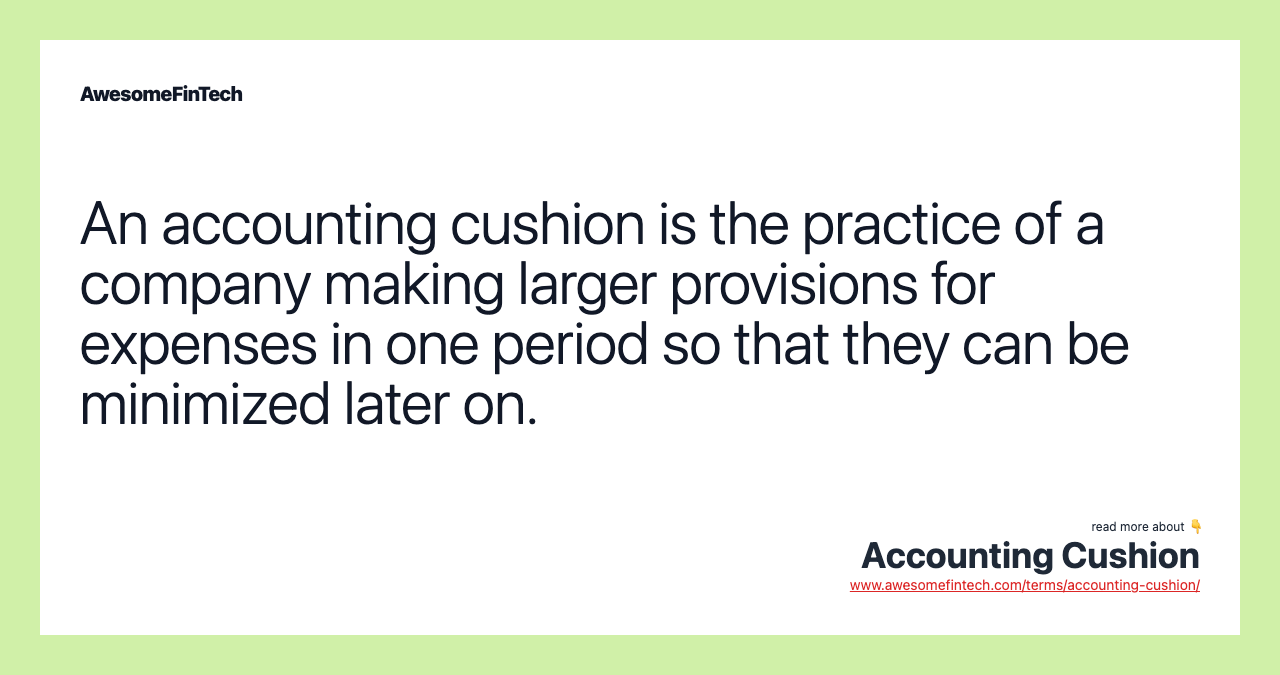 Accounting Cushion AwesomeFinTech Blog