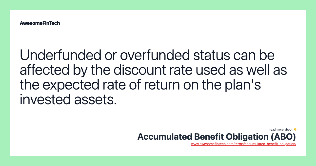 Underfunded or overfunded status can be affected by the discount rate used as well as the expected rate of return on the plan's invested assets.