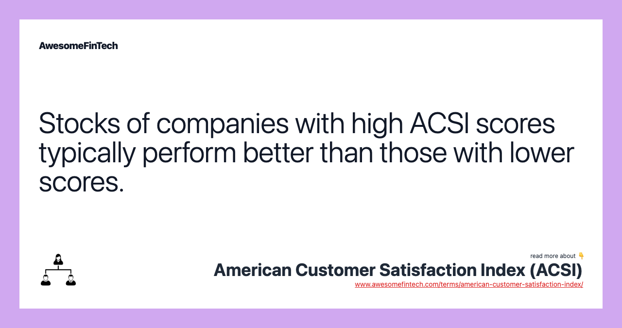 Stocks of companies with high ACSI scores typically perform better than those with lower scores.