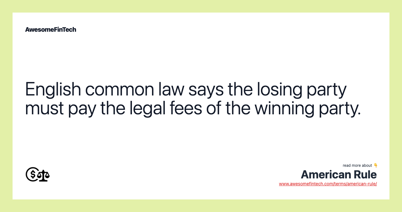English common law says the losing party must pay the legal fees of the winning party.