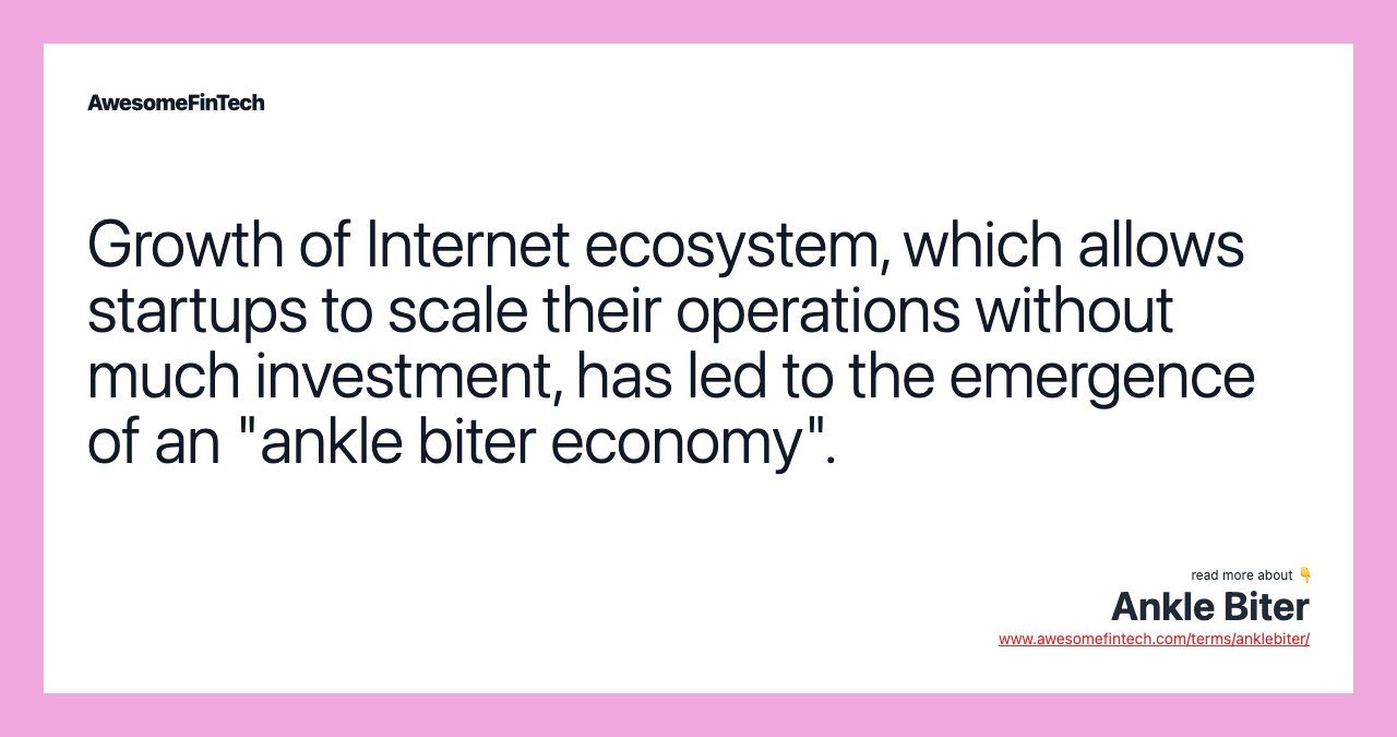 Growth of Internet ecosystem, which allows startups to scale their operations without much investment, has led to the emergence of an "ankle biter economy".