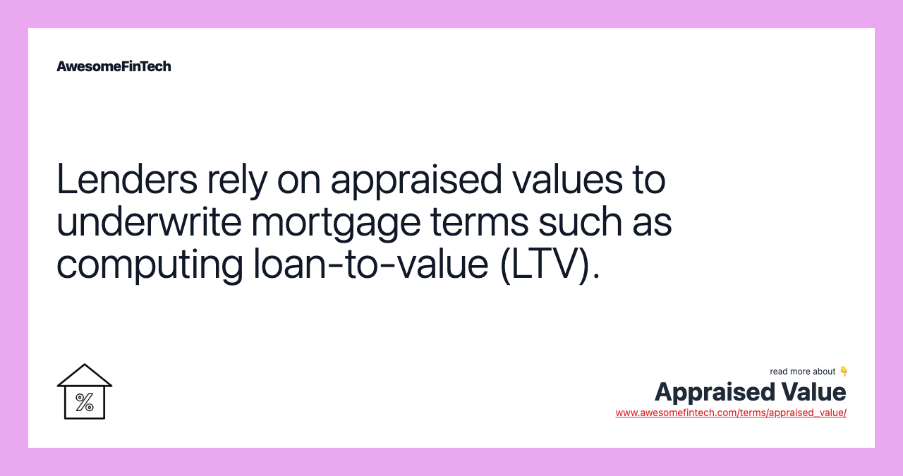 Lenders rely on appraised values to underwrite mortgage terms such as computing loan-to-value (LTV).