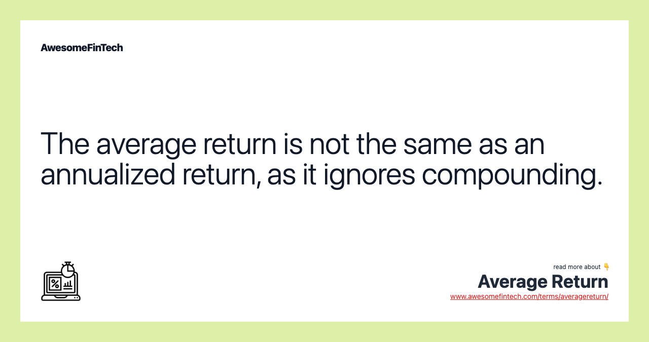 The average return is not the same as an annualized return, as it ignores compounding.