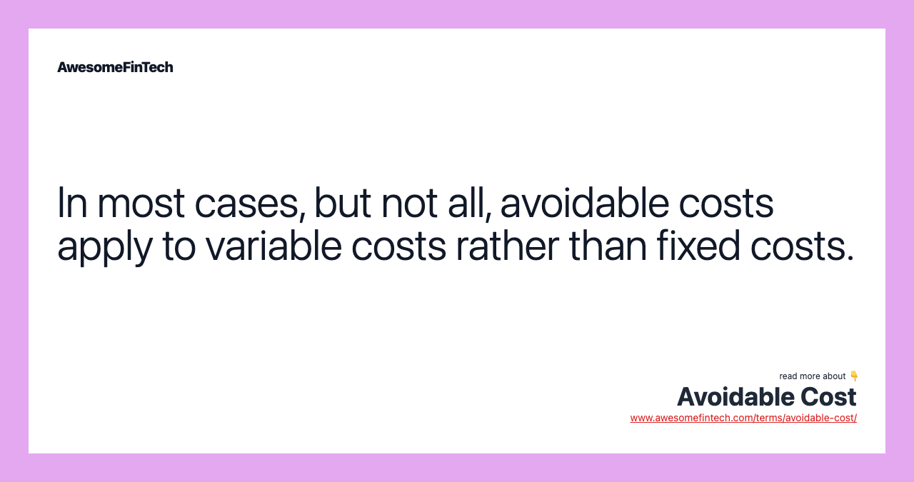 Avoidable Cost AwesomeFinTech Blog
