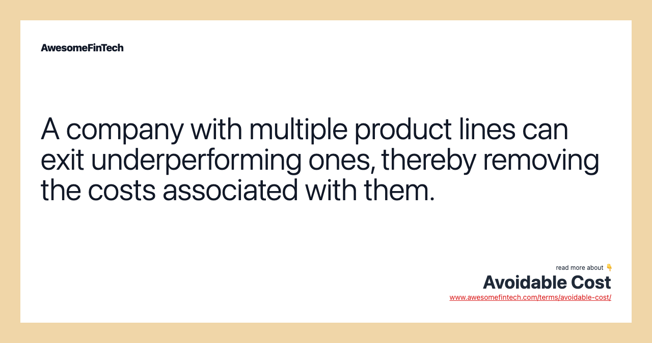 Avoidable Cost AwesomeFinTech Blog
