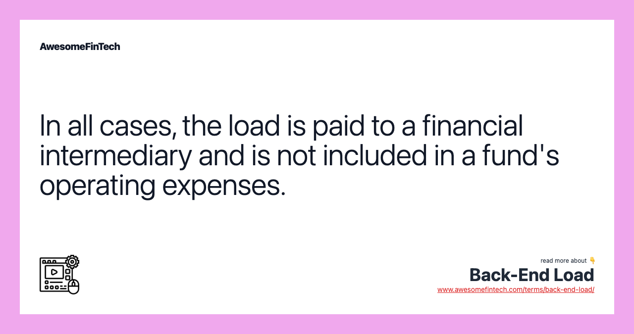 In all cases, the load is paid to a financial intermediary and is not included in a fund's operating expenses.