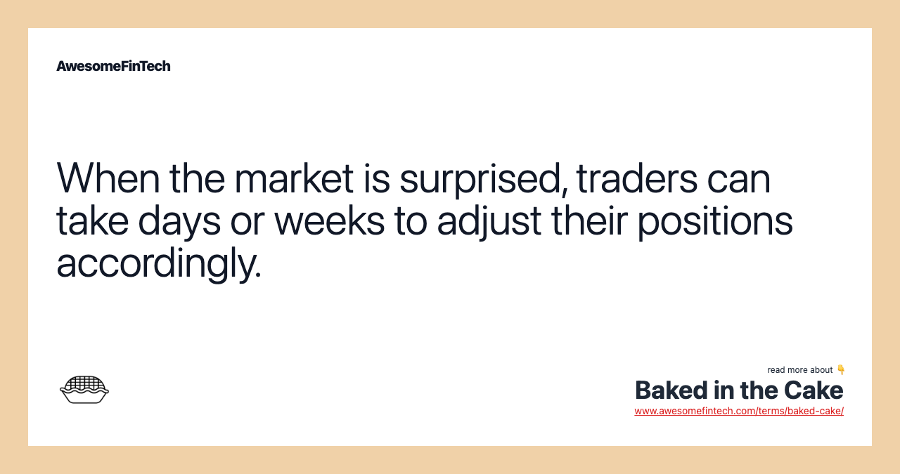 When the market is surprised, traders can take days or weeks to adjust their positions accordingly.