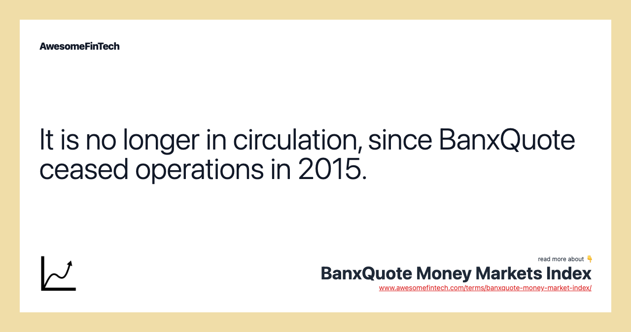 It is no longer in circulation, since BanxQuote ceased operations in 2015.