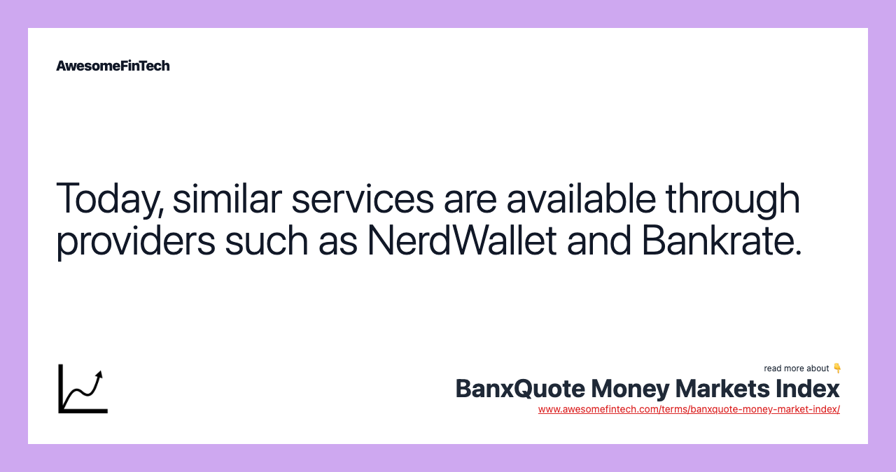 Today, similar services are available through providers such as NerdWallet and Bankrate.
