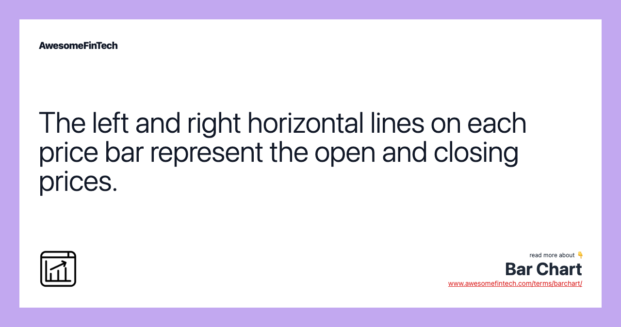 The left and right horizontal lines on each price bar represent the open and closing prices.