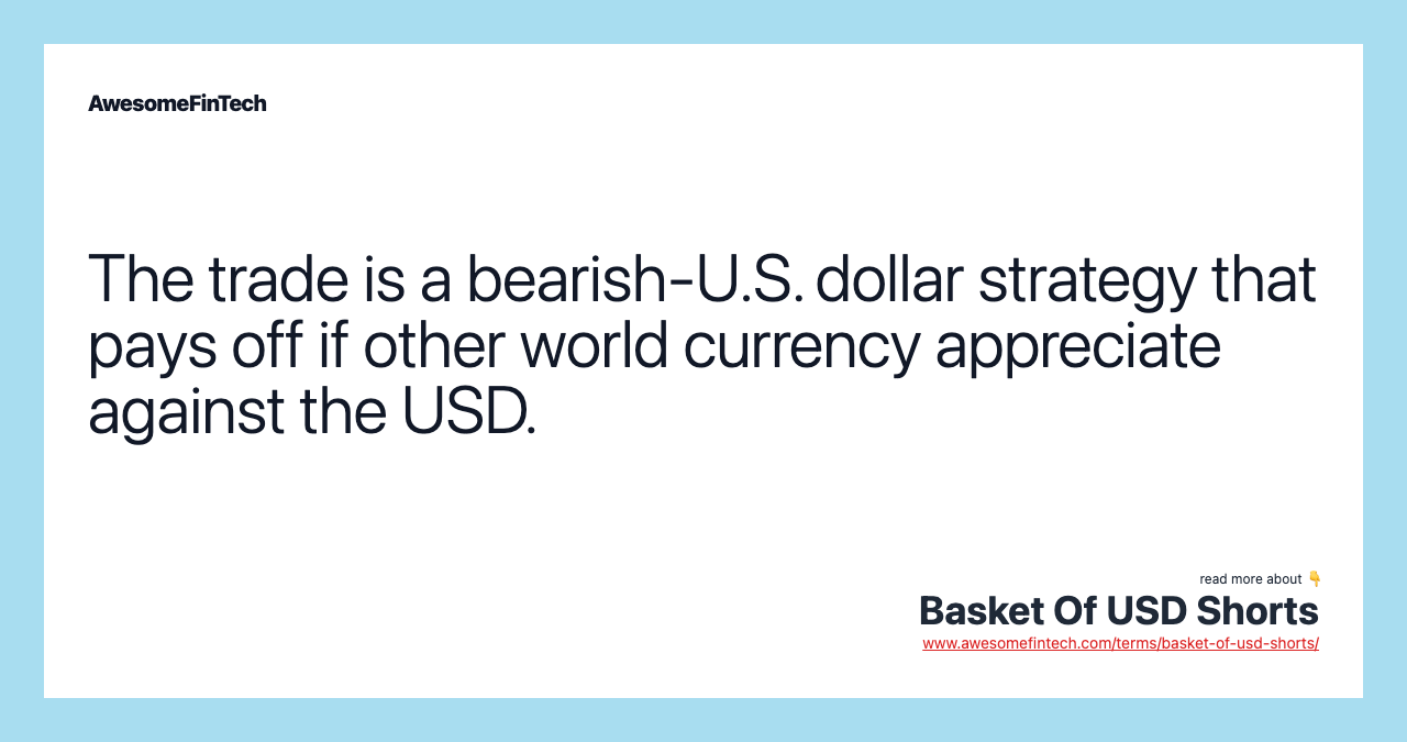 The trade is a bearish-U.S. dollar strategy that pays off if other world currency appreciate against the USD.