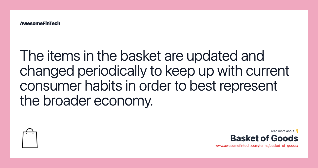 The items in the basket are updated and changed periodically to keep up with current consumer habits in order to best represent the broader economy.