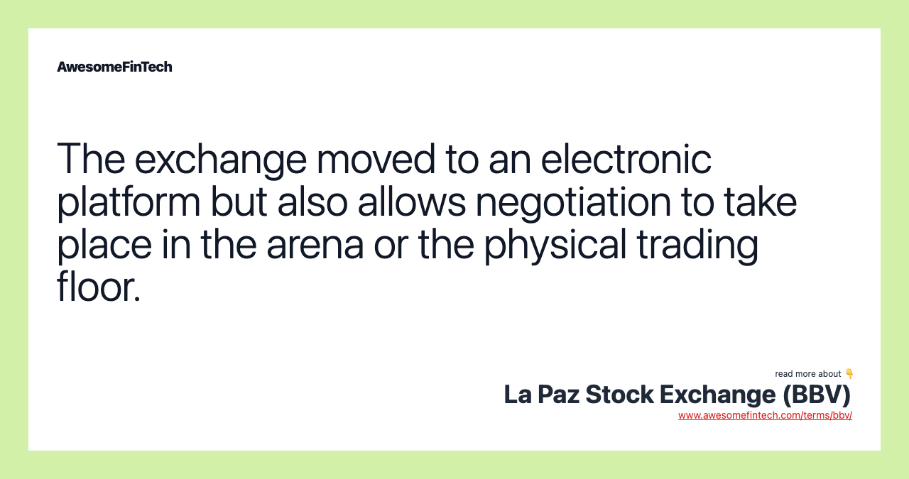 La Paz Stock Exchange (BBV) Definition