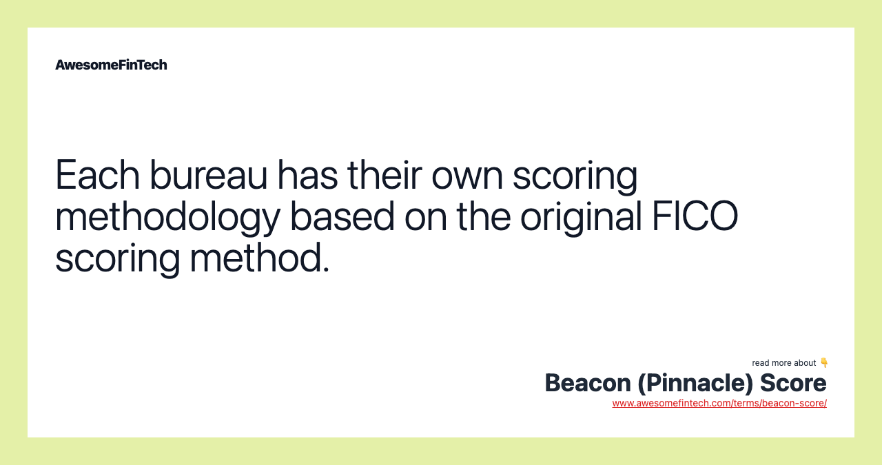 Each bureau has their own scoring methodology based on the original FICO scoring method.