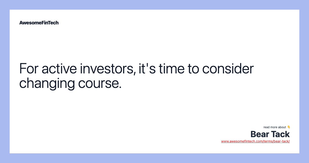 For active investors, it's time to consider changing course.