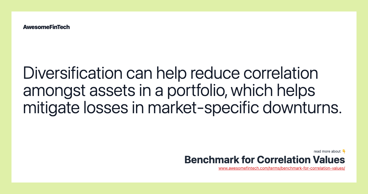 Diversification can help reduce correlation amongst assets in a portfolio, which helps mitigate losses in market-specific downturns.