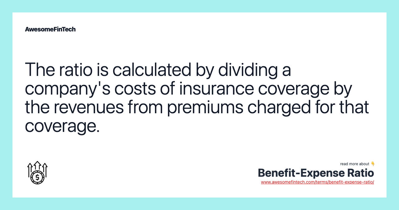 The ratio is calculated by dividing a company's costs of insurance coverage by the revenues from premiums charged for that coverage.