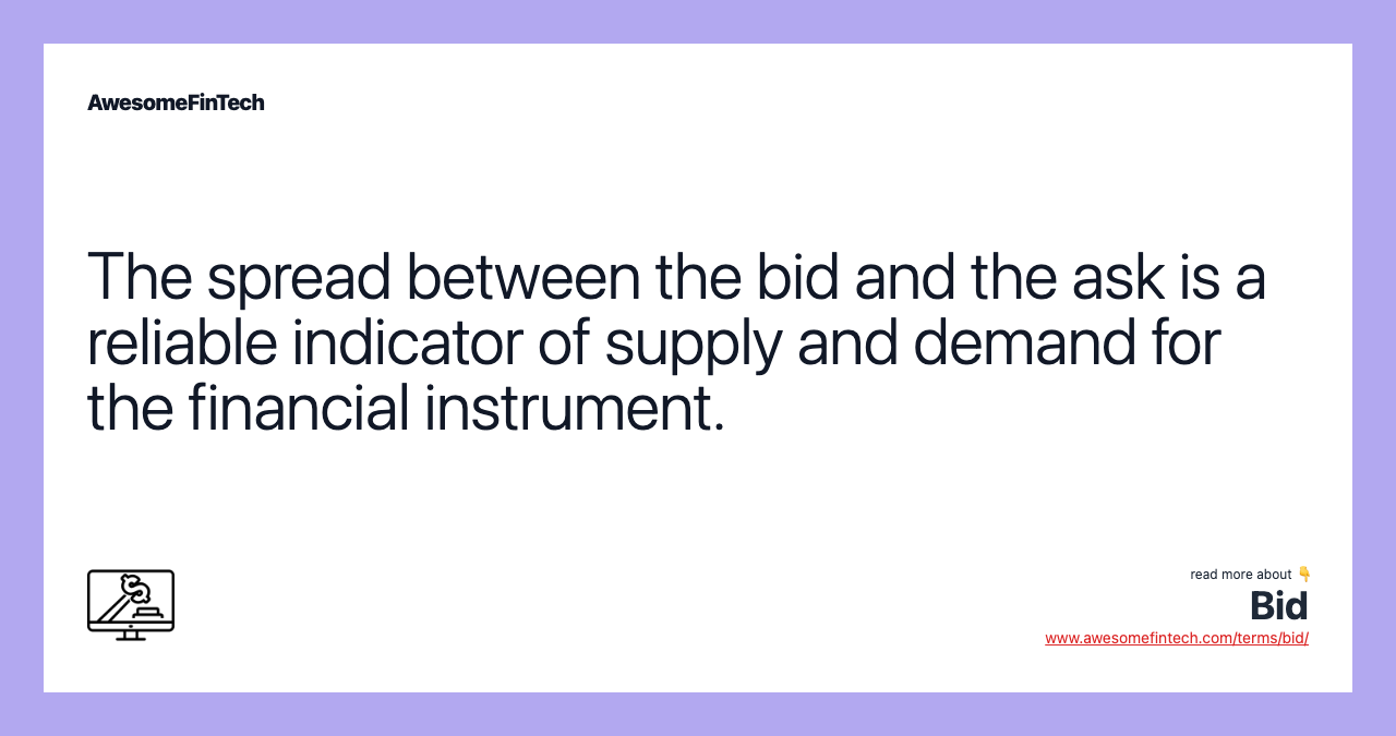 The spread between the bid and the ask is a reliable indicator of supply and demand for the financial instrument.