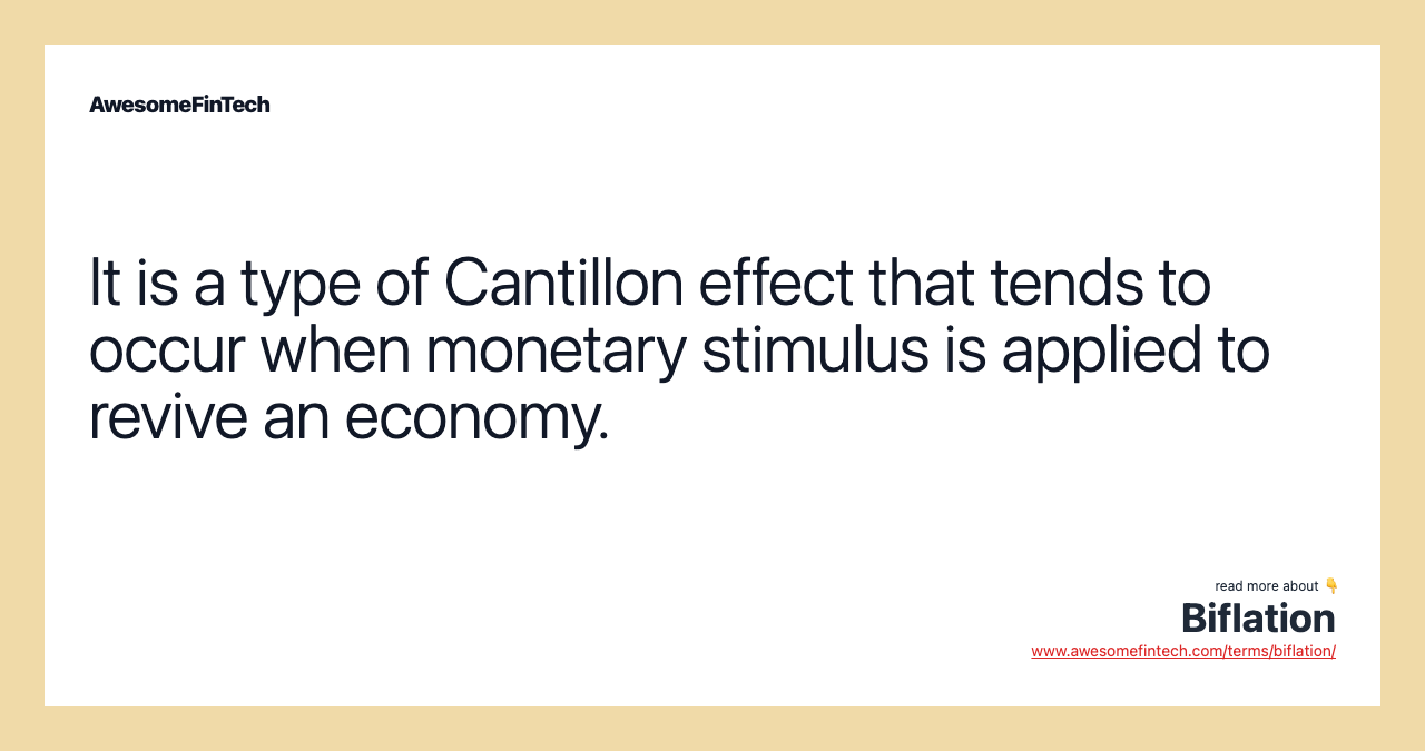 It is a type of Cantillon effect that tends to occur when monetary stimulus is applied to revive an economy.