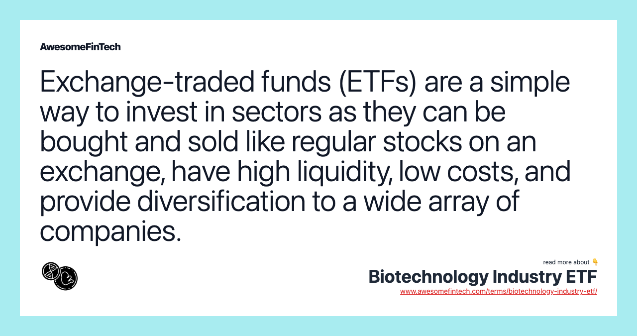 Exchange-traded funds (ETFs) are a simple way to invest in sectors as they can be bought and sold like regular stocks on an exchange, have high liquidity, low costs, and provide diversification to a wide array of companies.