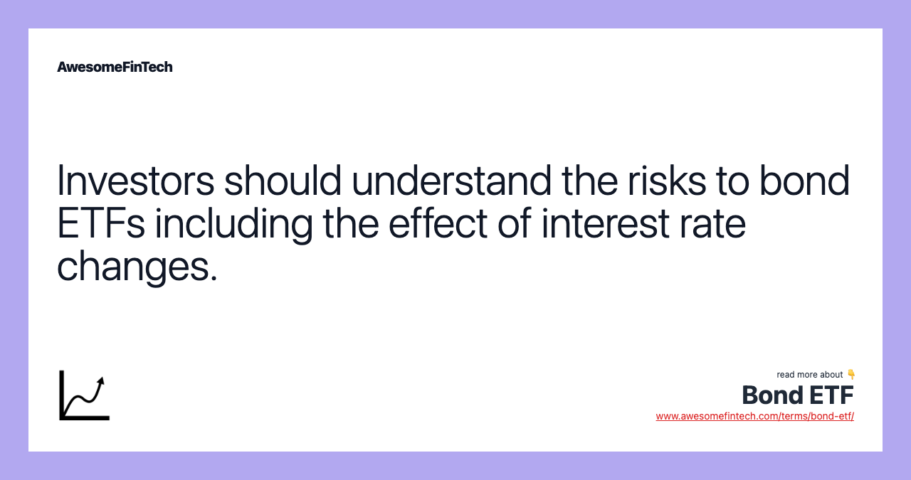 Investors should understand the risks to bond ETFs including the effect of interest rate changes.
