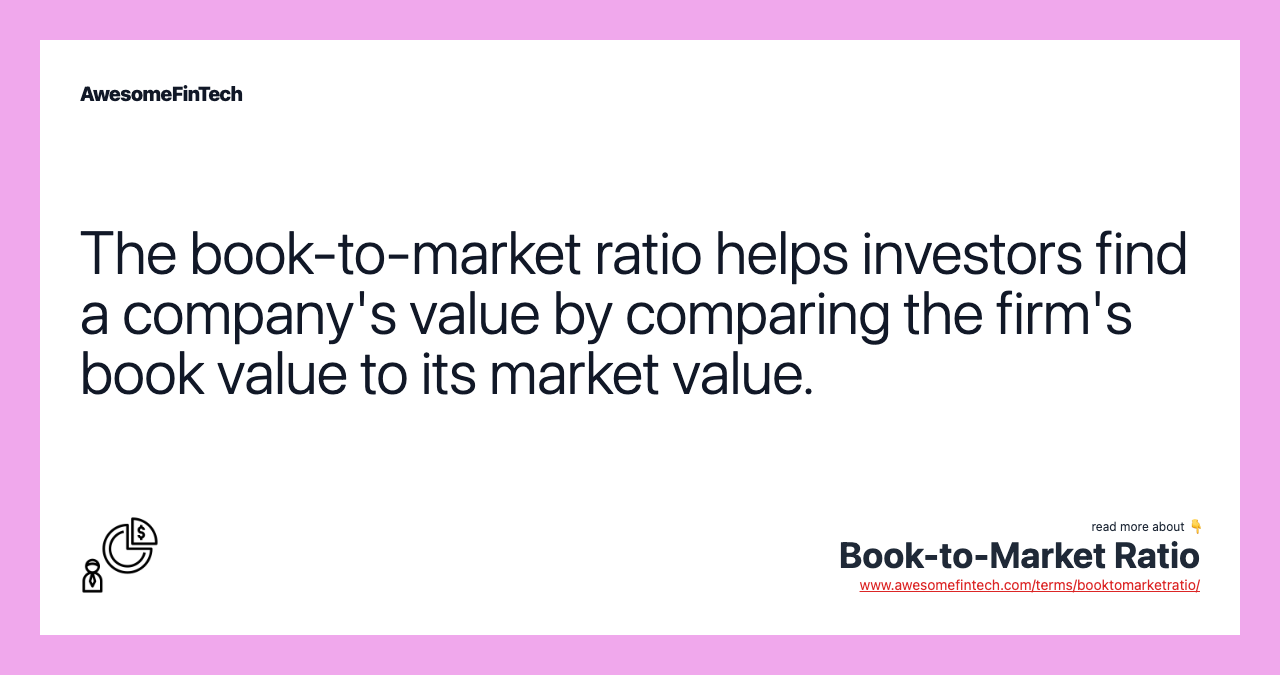 The book-to-market ratio helps investors find a company's value by comparing the firm's book value to its market value.