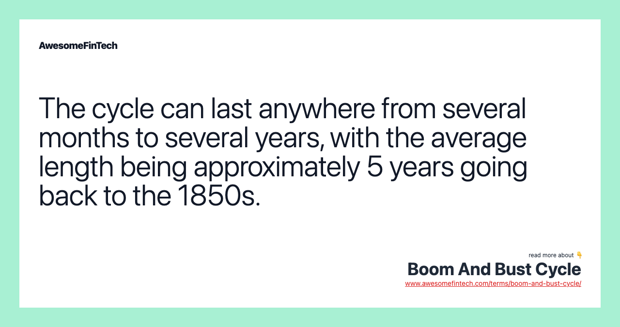 The cycle can last anywhere from several months to several years, with the average length being approximately 5 years going back to the 1850s.