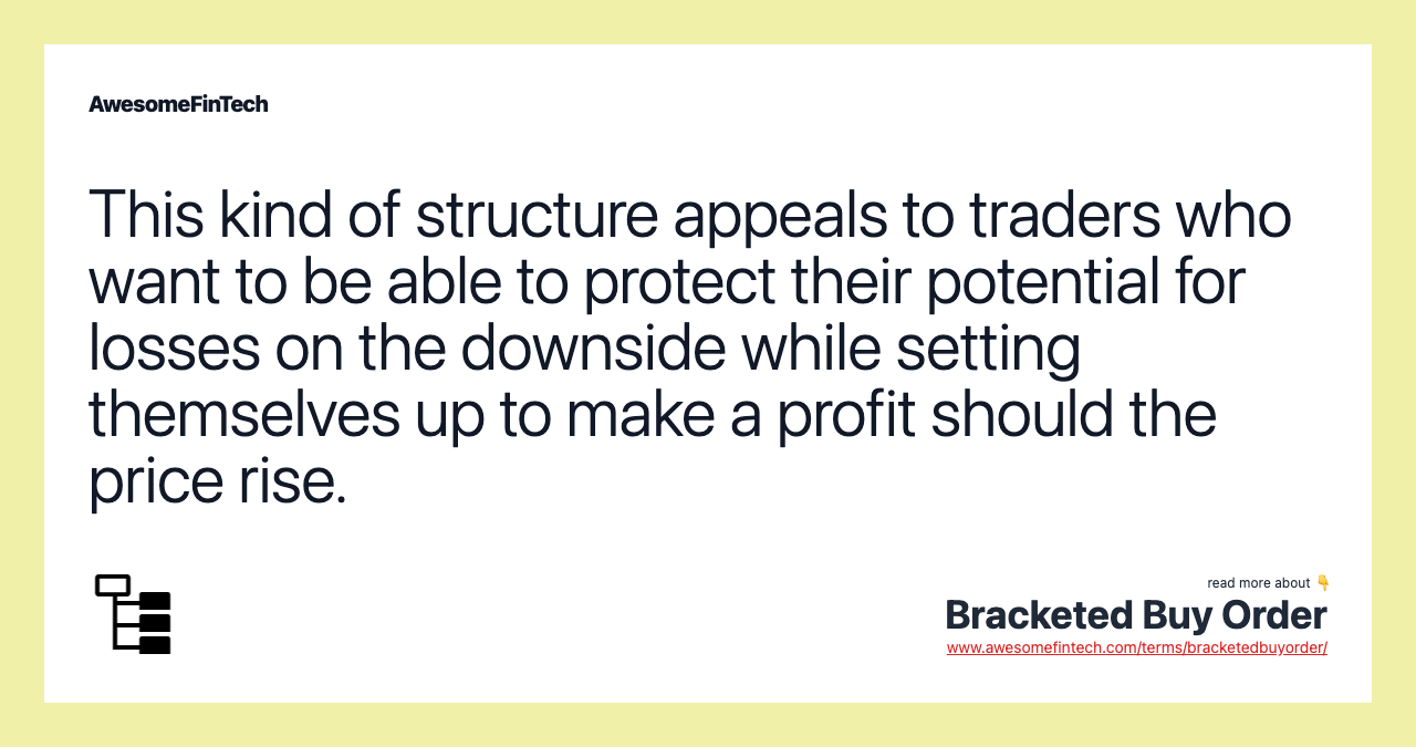 This kind of structure appeals to traders who want to be able to protect their potential for losses on the downside while setting themselves up to make a profit should the price rise.