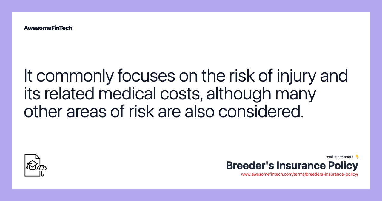 It commonly focuses on the risk of injury and its related medical costs, although many other areas of risk are also considered.