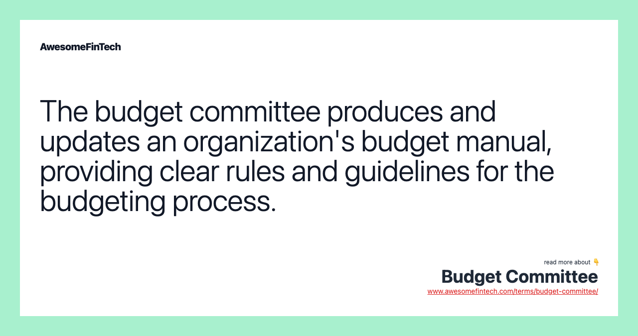 Budget Committee | AwesomeFinTech Blog