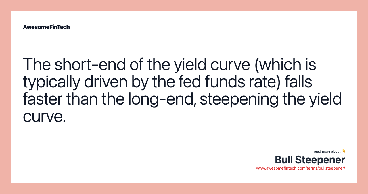 The short-end of the yield curve (which is typically driven by the fed funds rate) falls faster than the long-end, steepening the yield curve.