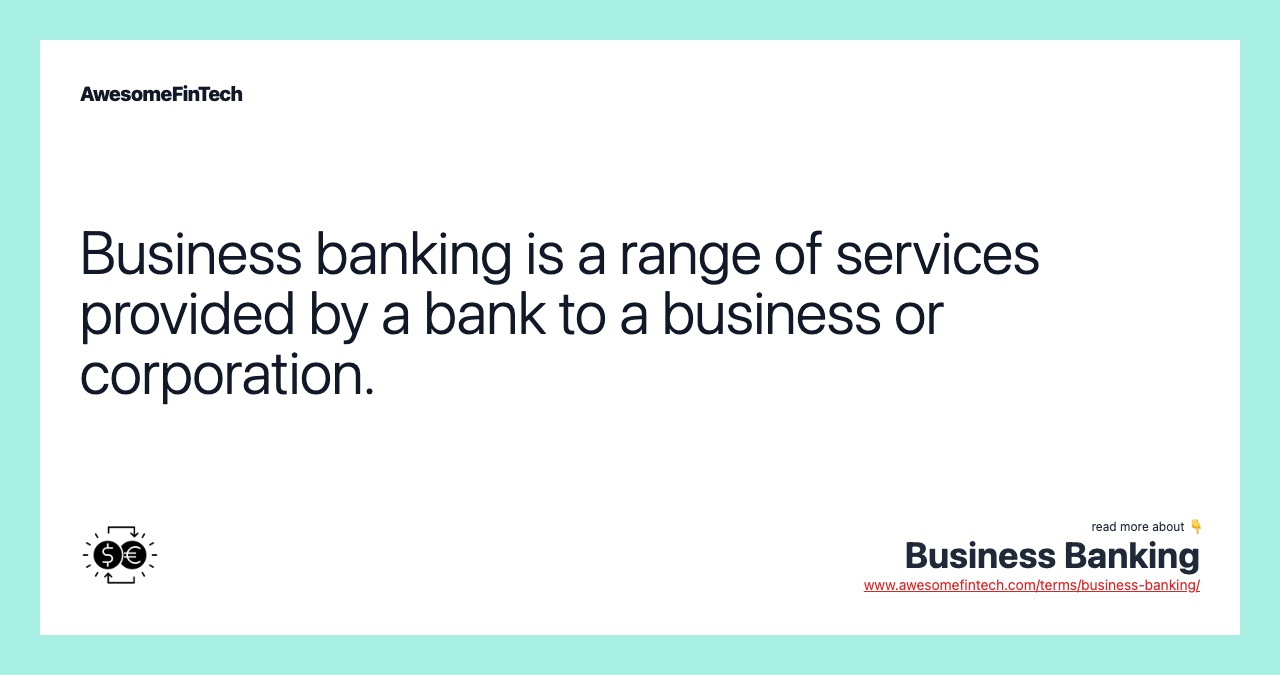 Business banking is a range of services provided by a bank to a business or corporation.
