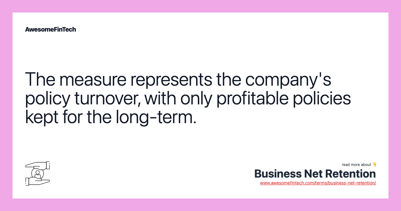 The measure represents the company's policy turnover, with only profitable policies kept for the long-term.
