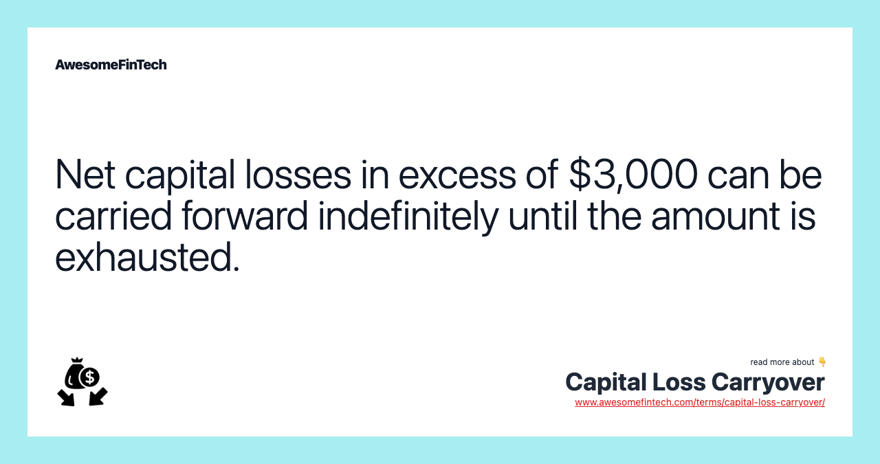 Capital Loss Carryover AwesomeFinTech Blog