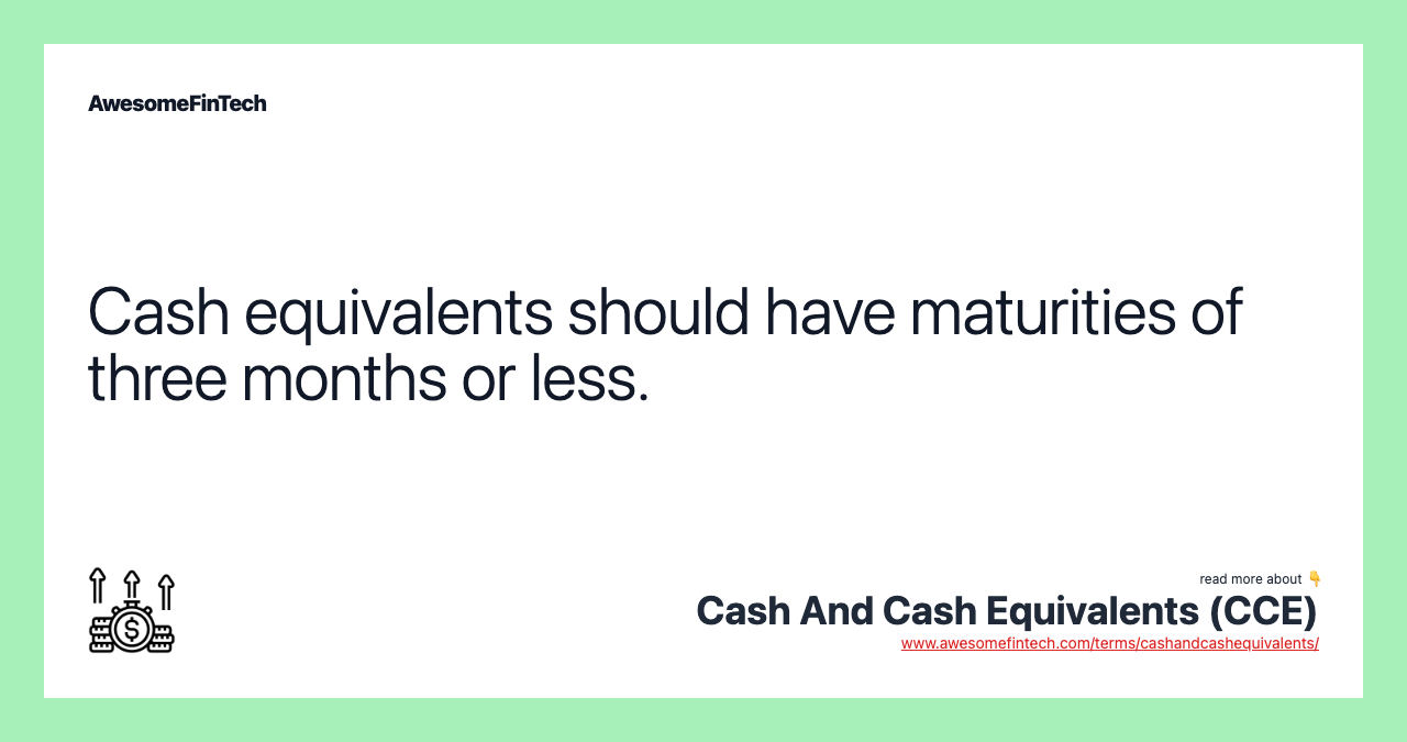 Cash equivalents should have maturities of three months or less.