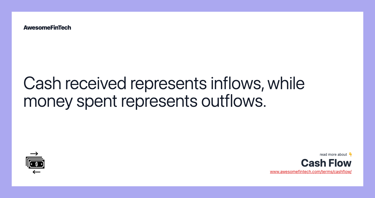 Cash received represents inflows, while money spent represents outflows.