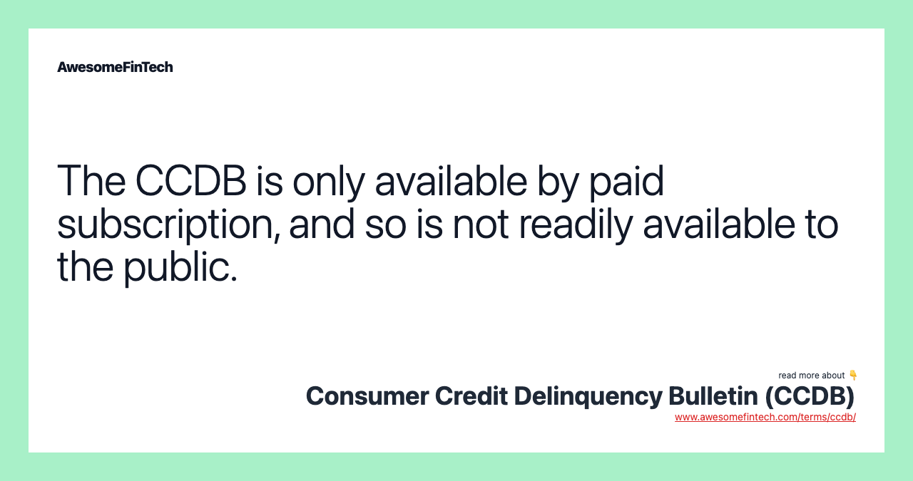 The CCDB is only available by paid subscription, and so is not readily available to the public.