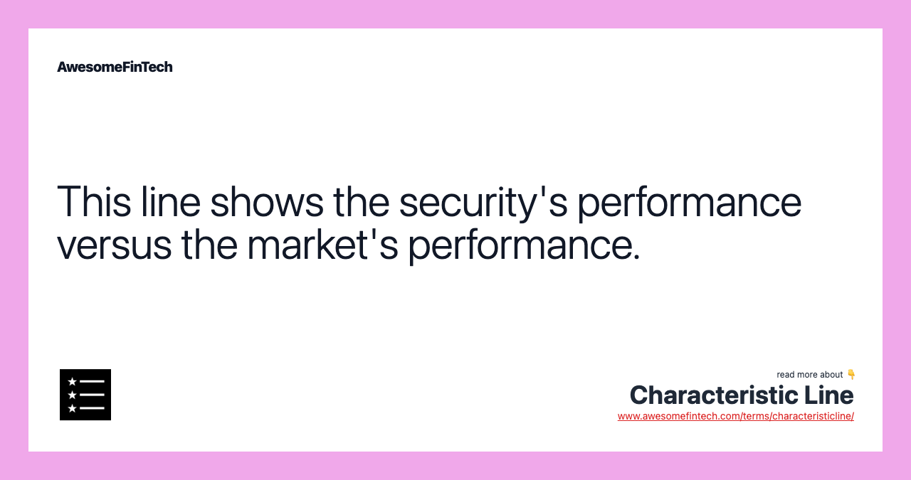This line shows the security's performance versus the market's performance.