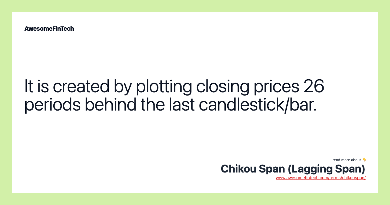 It is created by plotting closing prices 26 periods behind the last candlestick/bar.