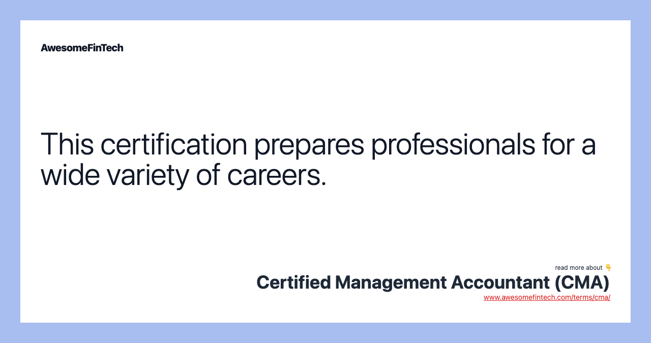 This certification prepares professionals for a wide variety of careers.