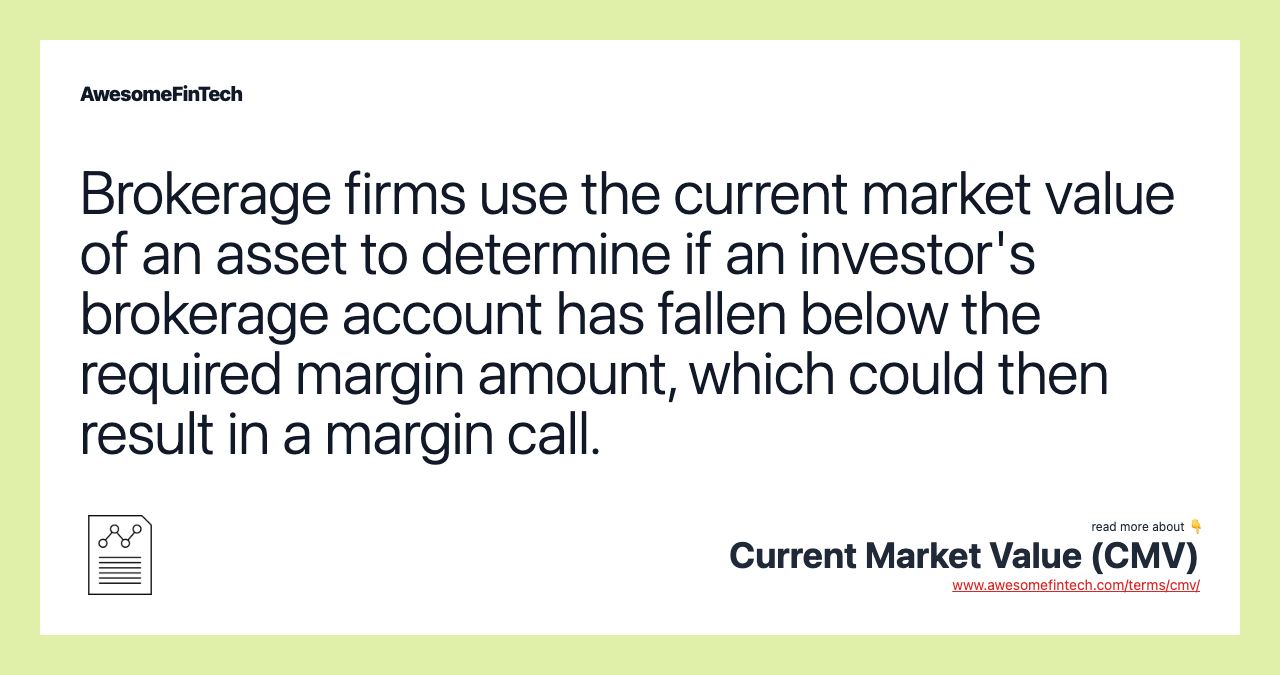 Brokerage firms use the current market value of an asset to determine if an investor's brokerage account has fallen below the required margin amount, which could then result in a margin call.