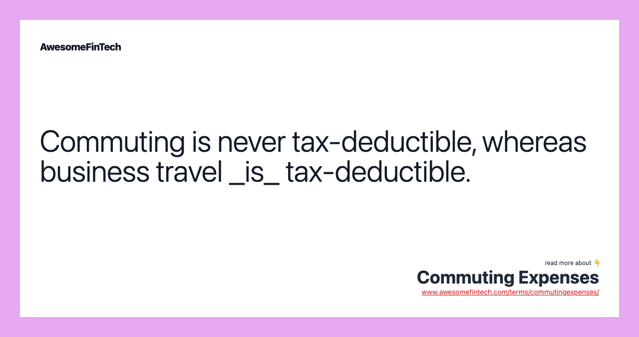 commuting vs travel expenses