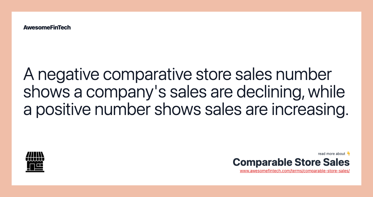 A negative comparative store sales number shows a company's sales are declining, while a positive number shows sales are increasing.