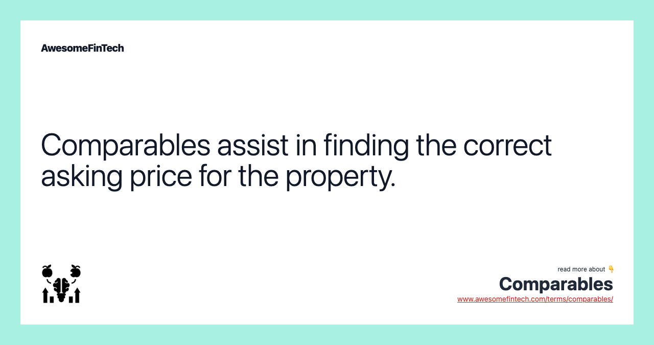 Comparables assist in finding the correct asking price for the property.