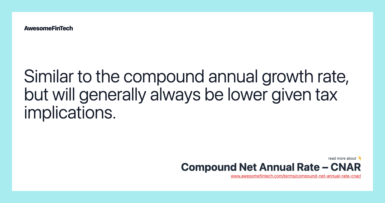 Similar to the compound annual growth rate, but will generally always be lower given tax implications.