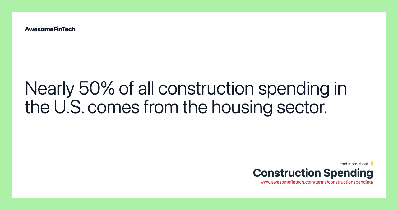 Nearly 50% of all construction spending in the U.S. comes from the housing sector.