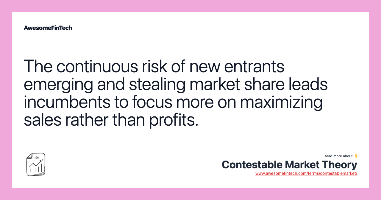 The continuous risk of new entrants emerging and stealing market share leads incumbents to focus more on maximizing sales rather than profits.