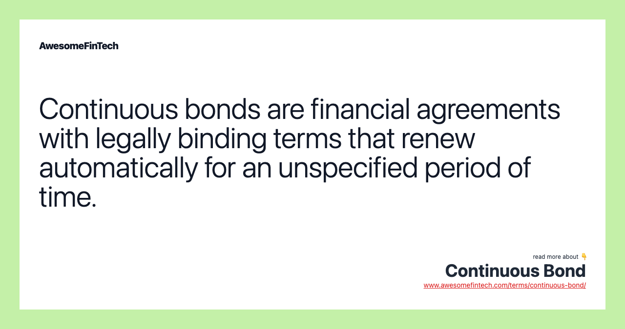 Continuous Bond AwesomeFinTech Blog