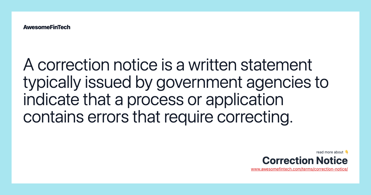 Correction Notice AwesomeFinTech Blog